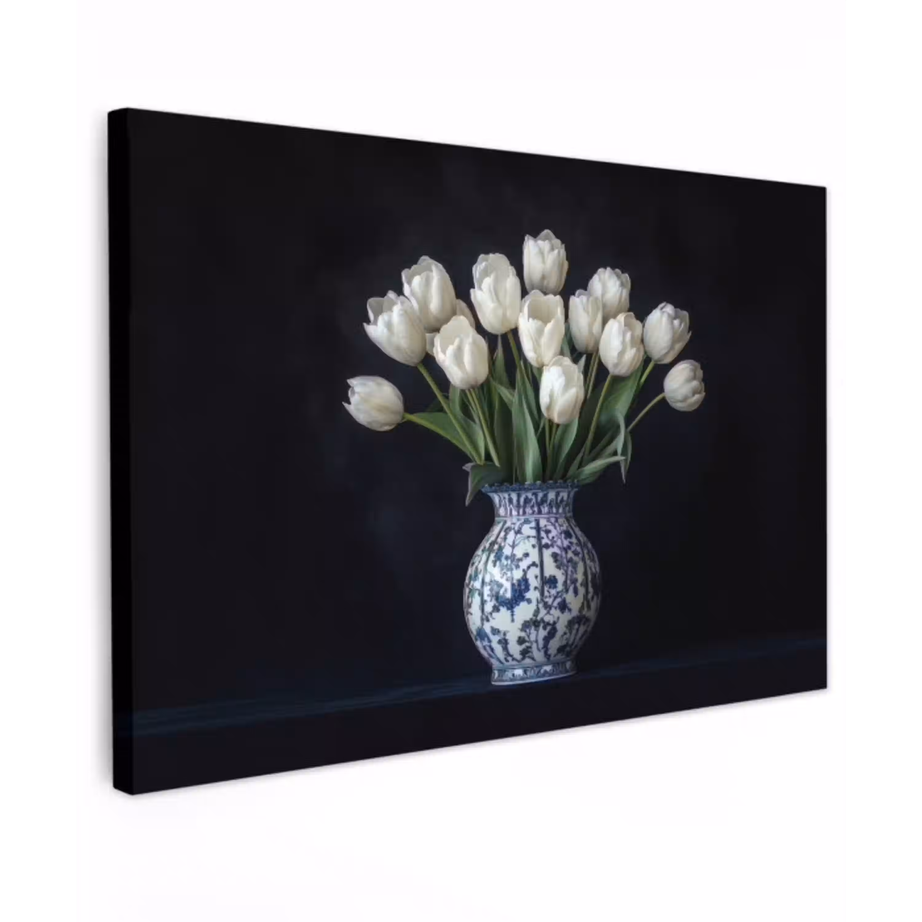Wit - Bloemen - Tulpen - Vaas canvas 2cm klein -z3d