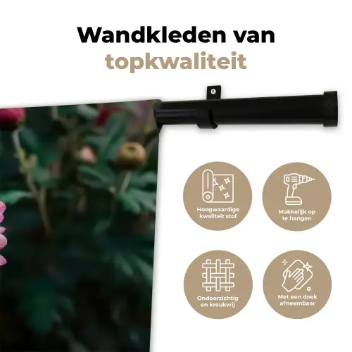 Blad - Chrysant - Roze - Schaduw Wandkleed katoen klein -sfeer2