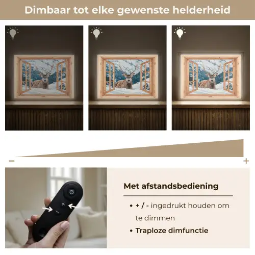 Doorkijk - Hert - Landschap - Winter - Natuur - Dieren - Bergen Light Box met batterij (Wandlamp) middel -USP_dimbaarNL