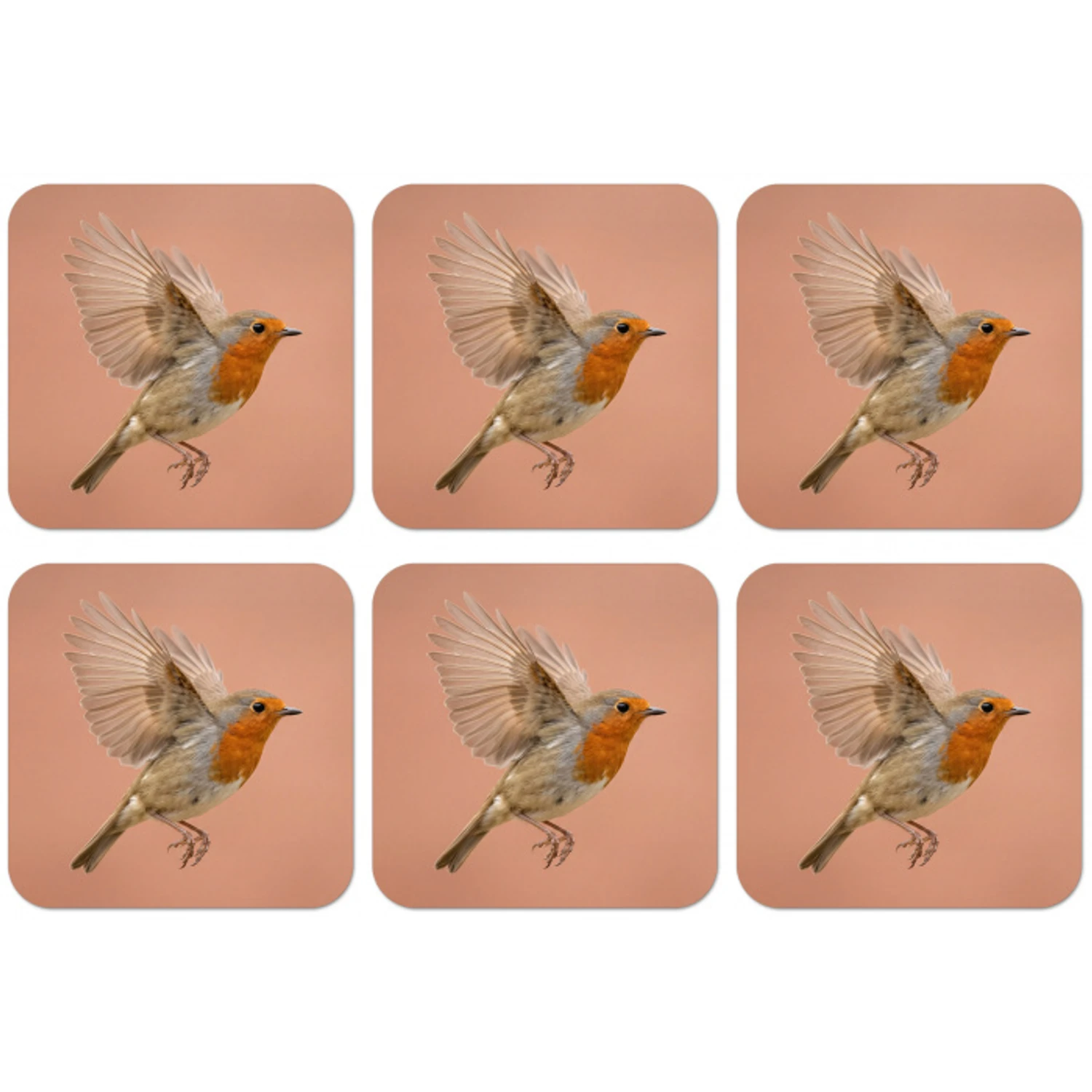 Roodborst - Natuur - Roze onderzetter kurk middel -zkaufland3dotto