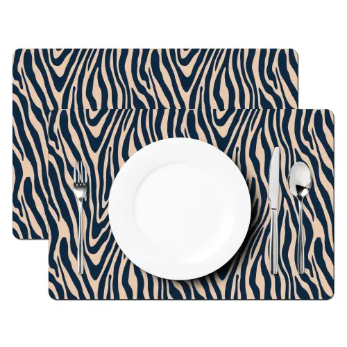 Zebra - Patroon - Blauw - Beige Placemat vinyl groot 368 -zzsfeer2_Kitchenyeah-website