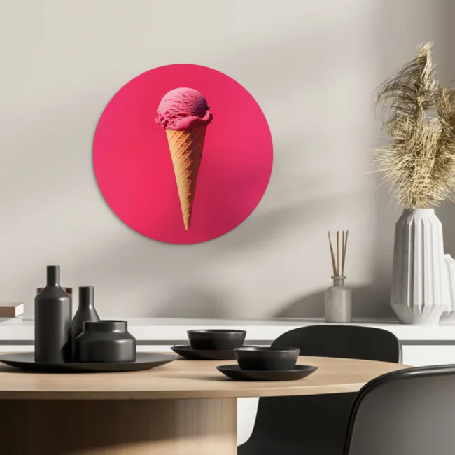 Schepijs - Roze - Hoorntje KitchenYeah - Keuken - Wandcirkel Forex klein -sfeer2