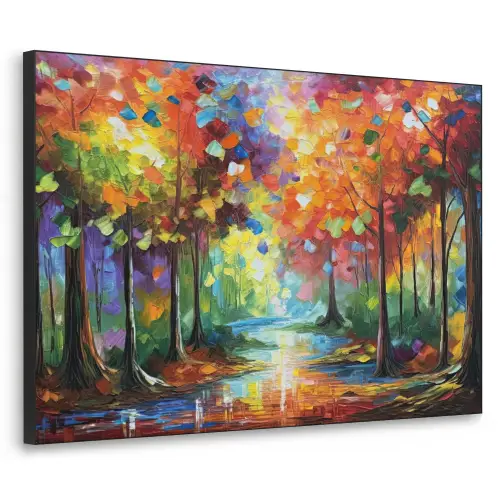 Landschap - Bos - Kleuren - Natuur Textielframe zwart klein -3d
