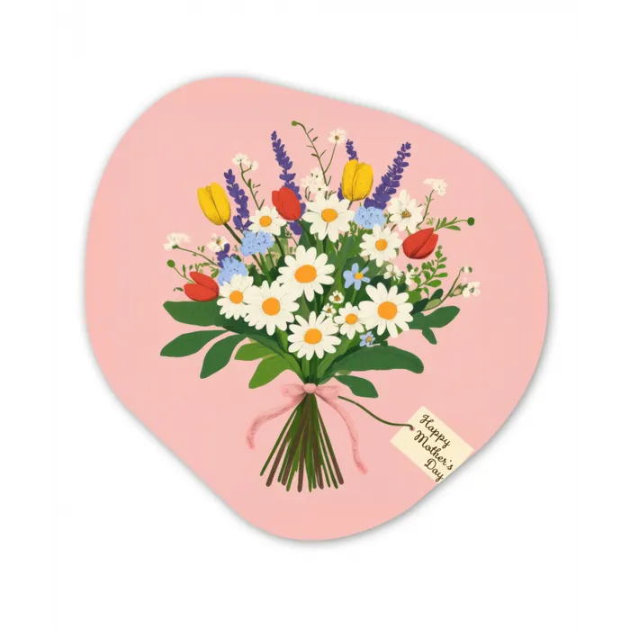 Bloemen - Lint - Kaartje Wandcirkel Organisch Forex 3mm klein -3d