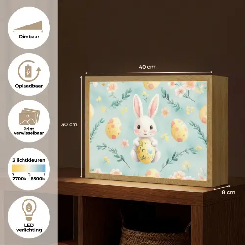 Konijn - Eieren - Takjes Light Box met batterij (Wandlamp) middel -USP_websiteoverzichtNL