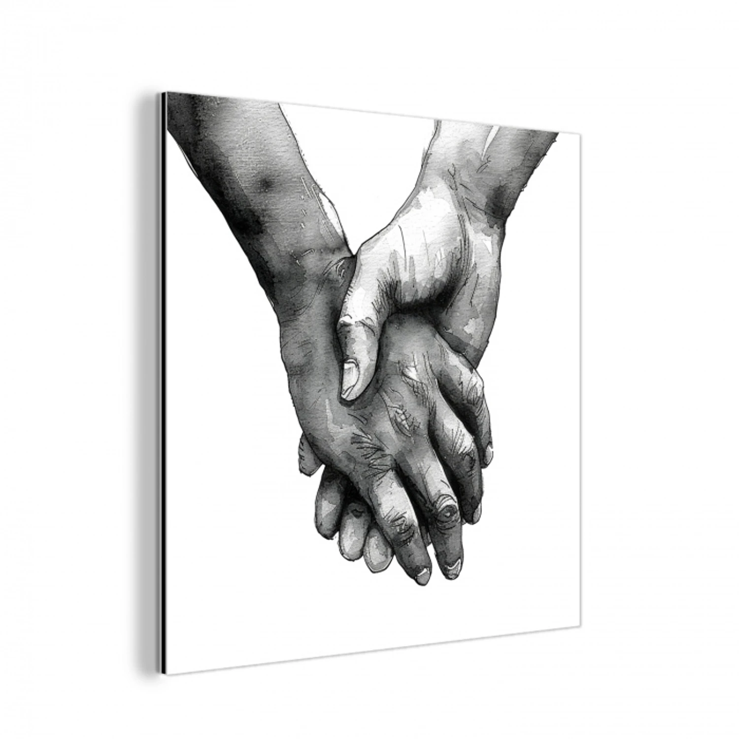 Handen - Zwart wit - Modern - Kunst aluminium wit klein -3d