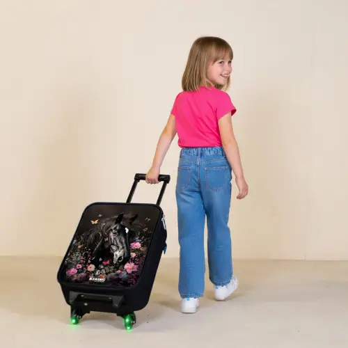 Zwart paard in bloei Kinderkoffer - Zwart klein -sfeer1