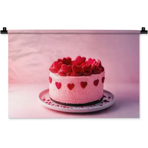 Taart - Hart - Roze Wandkleed katoen klein -zz3d