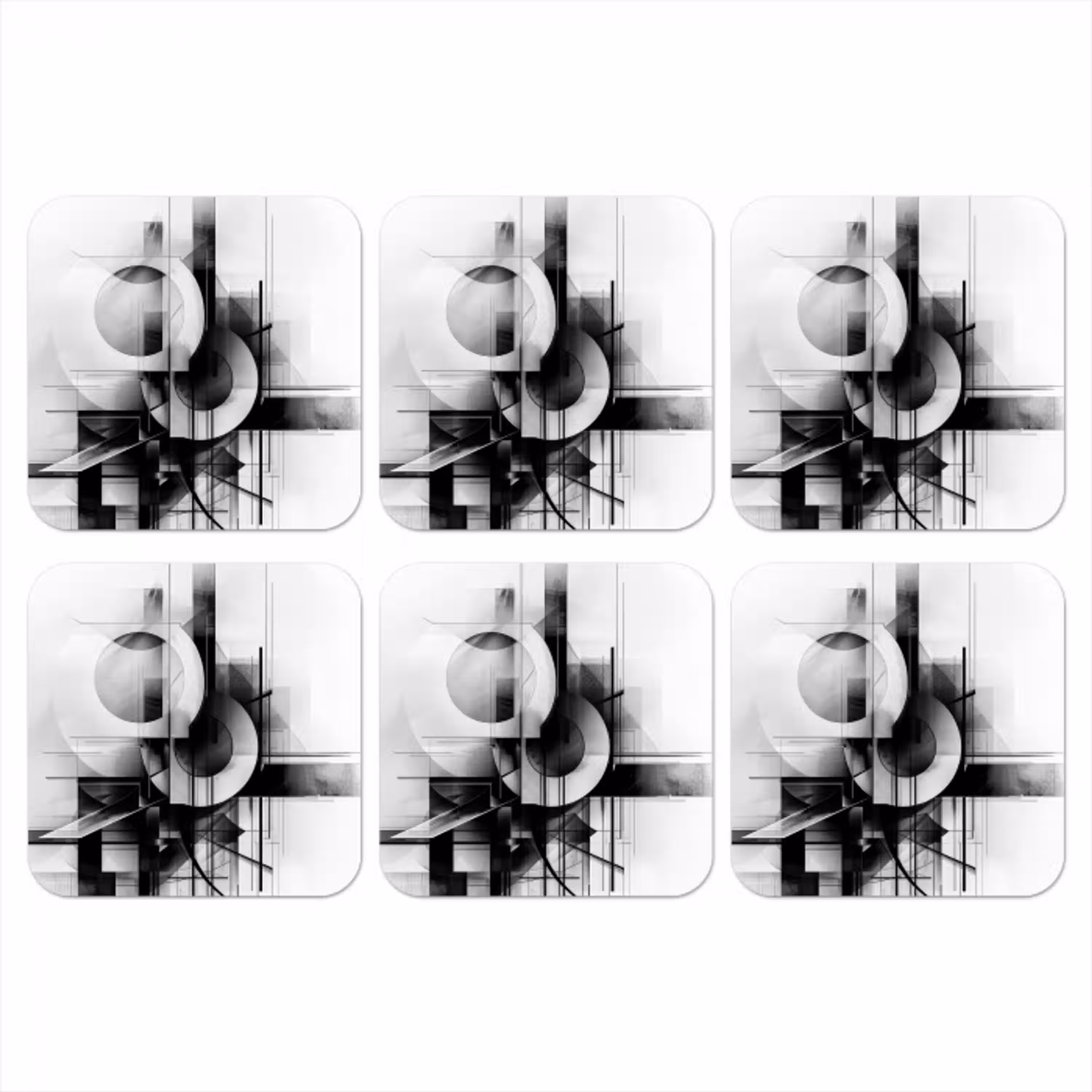 Abstract - Kunst - Modern - Zwart wit onderzetter kurk middel -3d