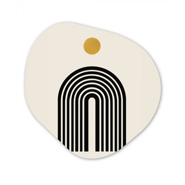 Minimalistisch - Zwarte boog - Gouden cirkel Wandcirkel Organisch Forex 3mm klein -3d
