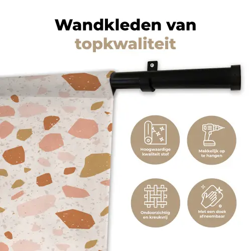 Terrazzo -  Patroon - Kleurrijk - Zalm Wandkleed katoen klein 269 -sfeer2