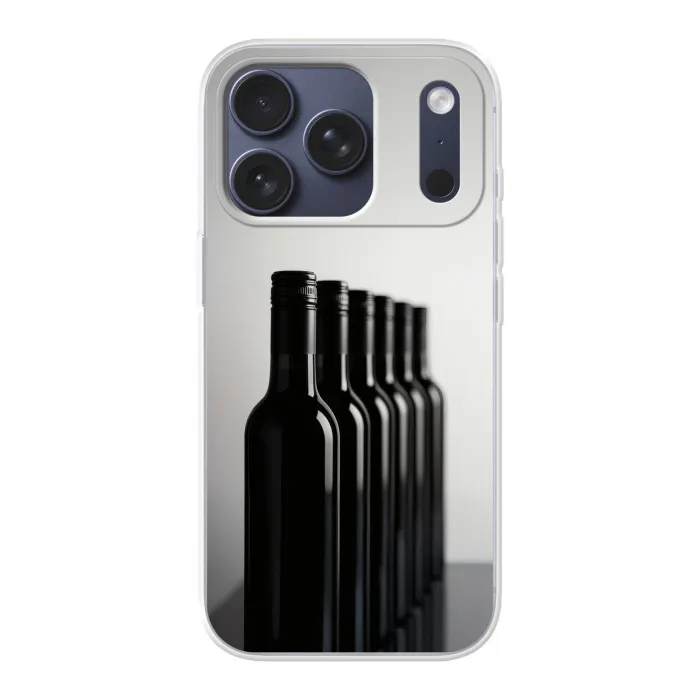 Wijnflessen - Zwart - Minimalistisch Telefoonhoesje iPhone 17 Pro klein -3d
