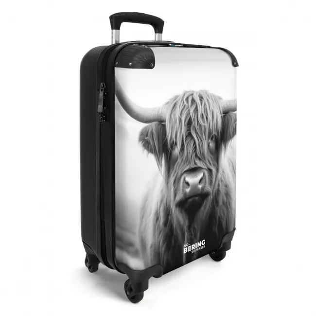 Schotse hooglander in zwart wit NBS - Handbagage koffer - Unisex middel -productfoto_3d