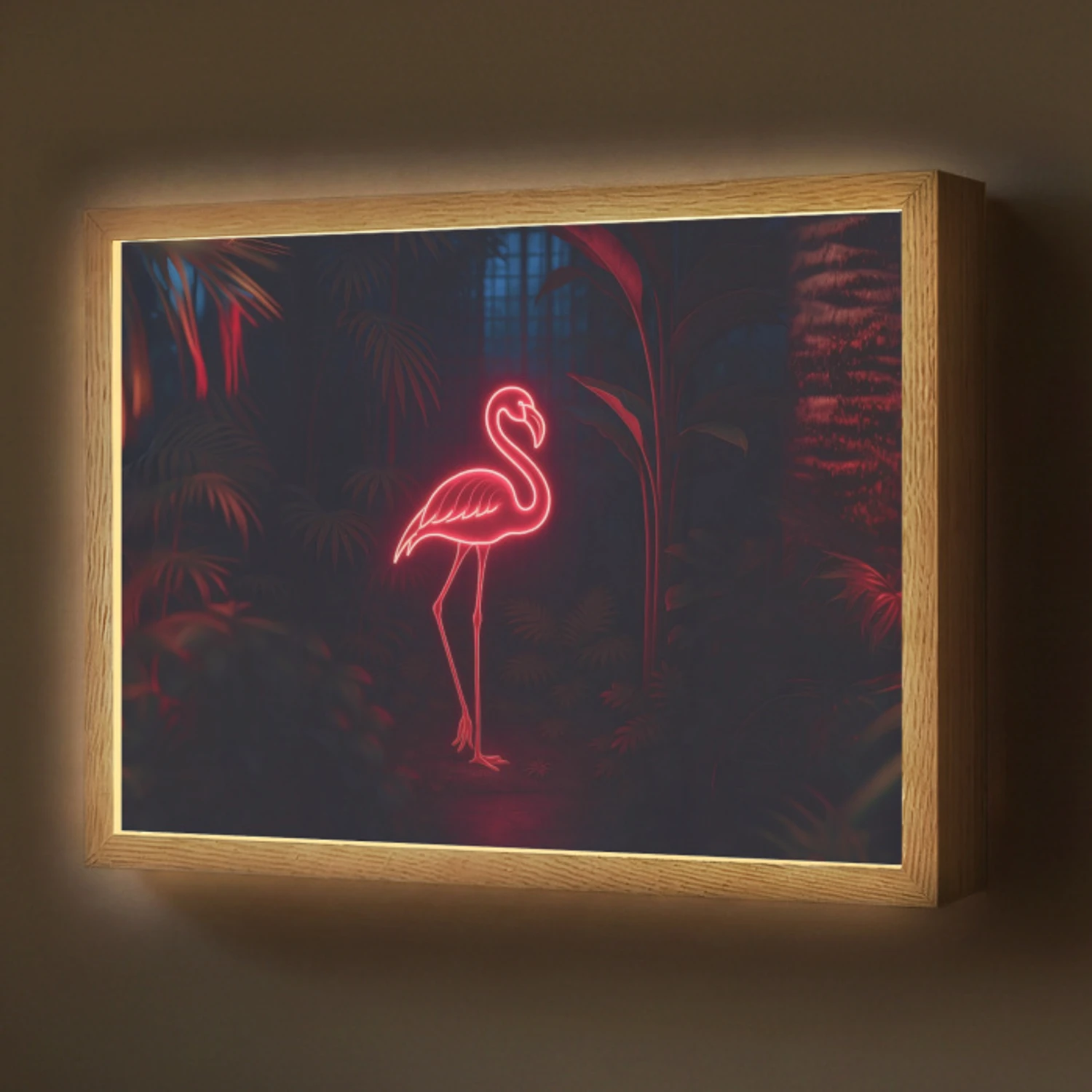 Flamingo - Roze - Neon - Licht Light Box met batterij (Wandlamp) middel -z3d_website