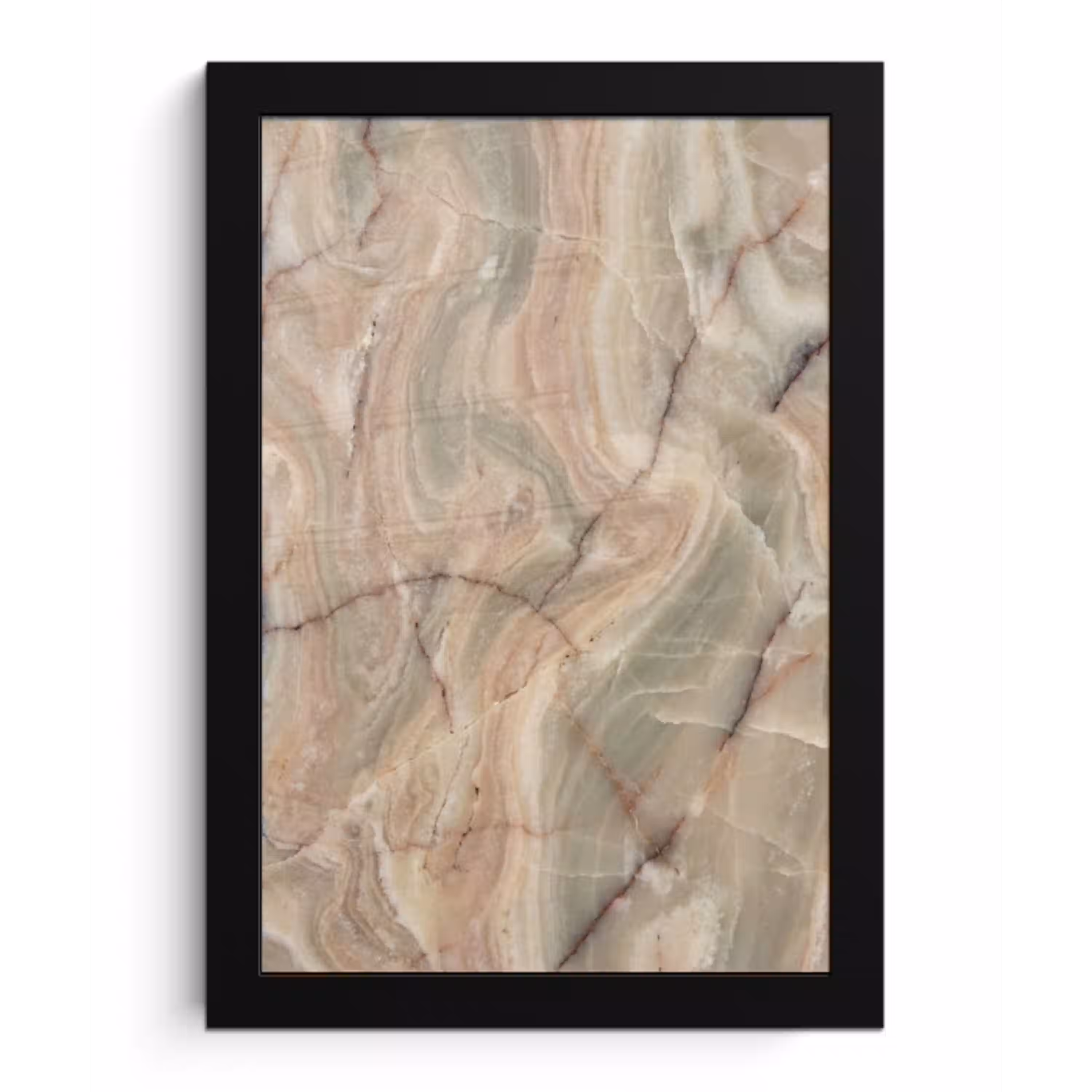 Marmer - Patroon - Abstract - Beige - Groen fotolijst zwart zonder passe partout klein -3d
