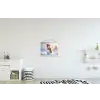 Sneeuwpop - Zonsondergang - Wit textielposter latten blank klein -kinderkamer