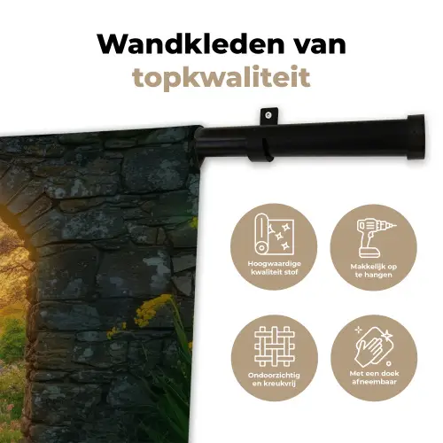 Poort - Planten - Zonsondergang Wandkleed katoen klein -sfeer2