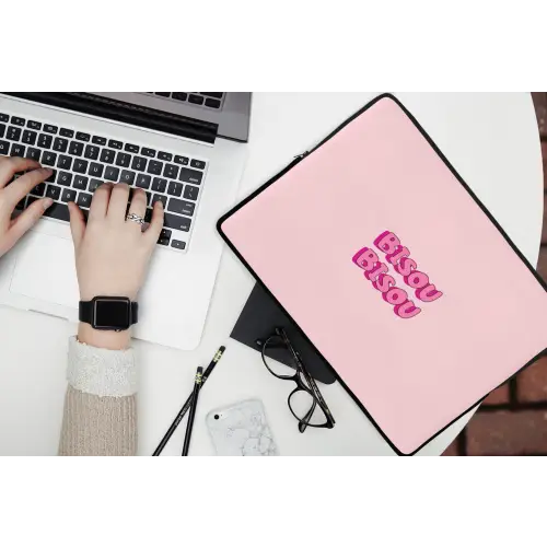 Bisou - Roze - Schaduw laptophoes neopreen klein -bureau