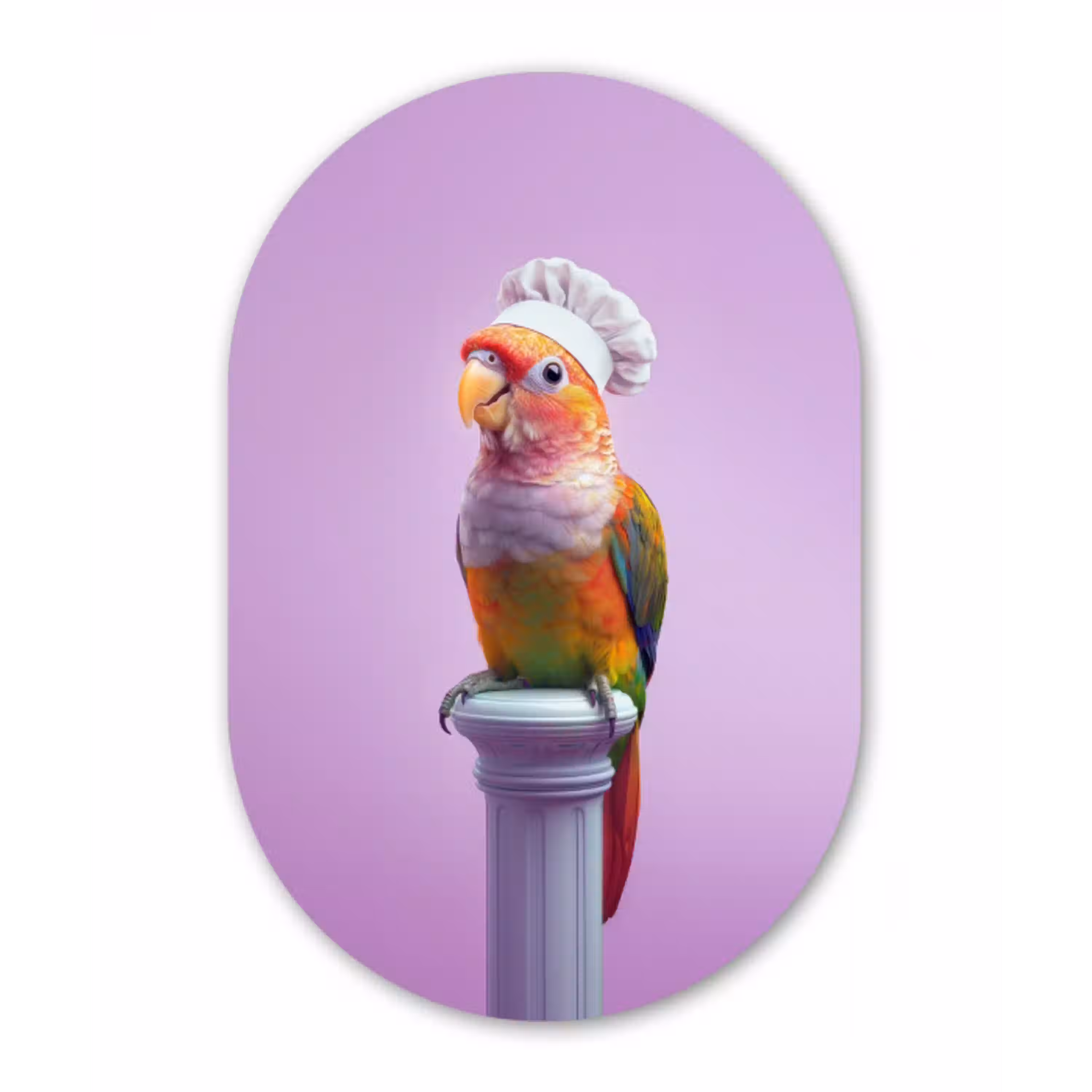 Papegaai - Koksmuts - Pilaar - Vogel Wandcirkel Ovaal Forex klein -3d