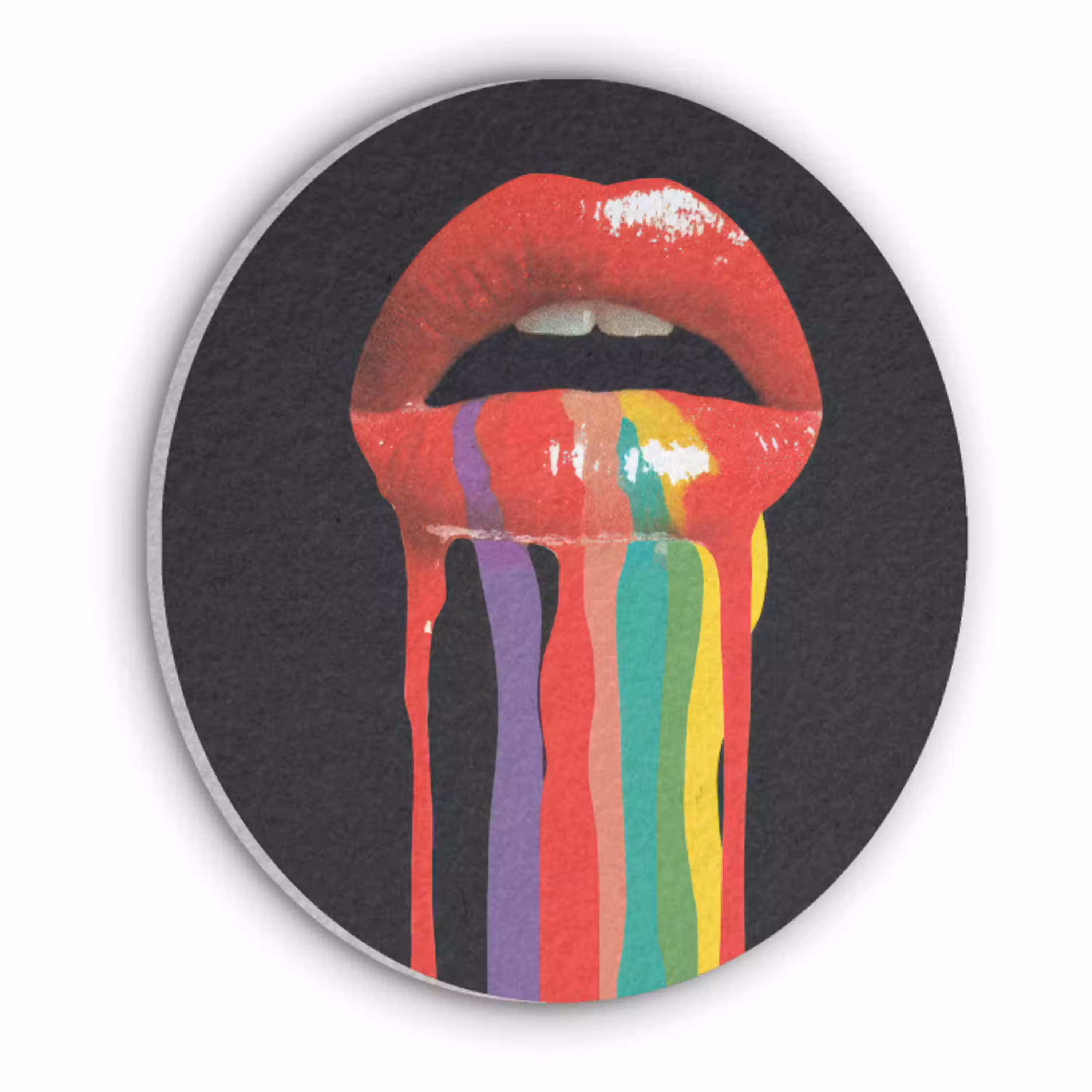 Lippen - Kleuren - Zwart Akoestische PET Vilt - Rond klein -3d