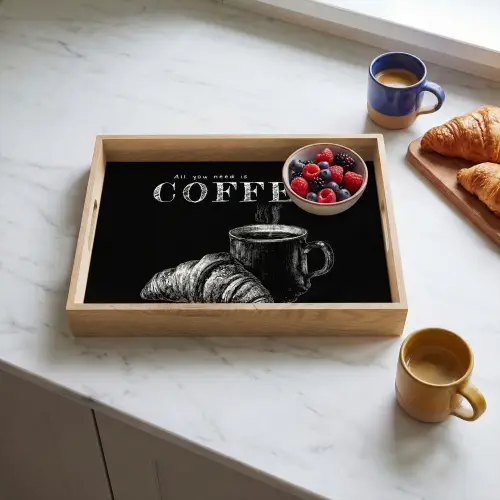 Koffie - Croissant - Tekst Dienblad Rechthoek middel -sfeer2