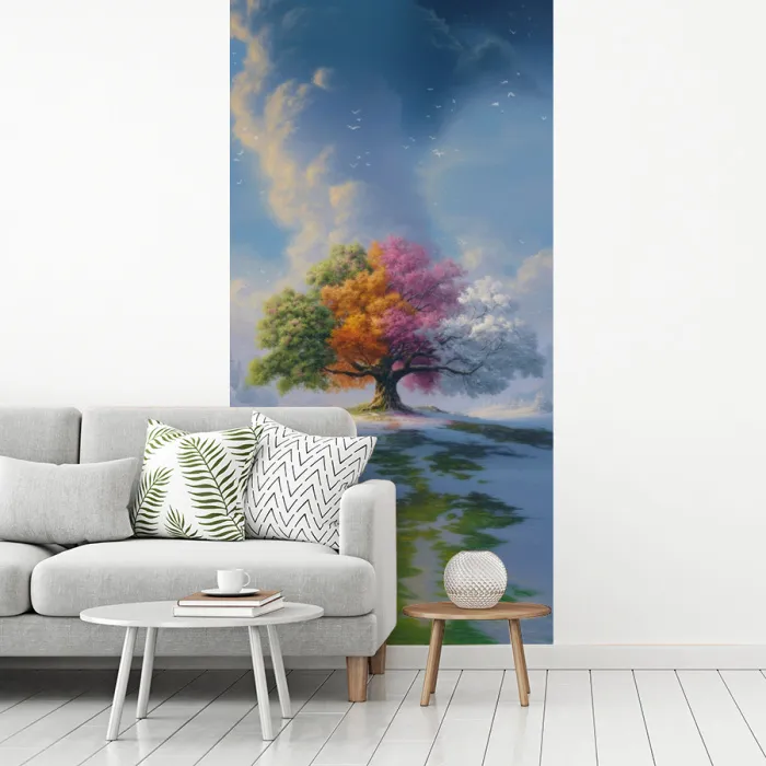 Boom - Seizoenen - Winter - Landschap fotobehang vinyl groot -woonkamer