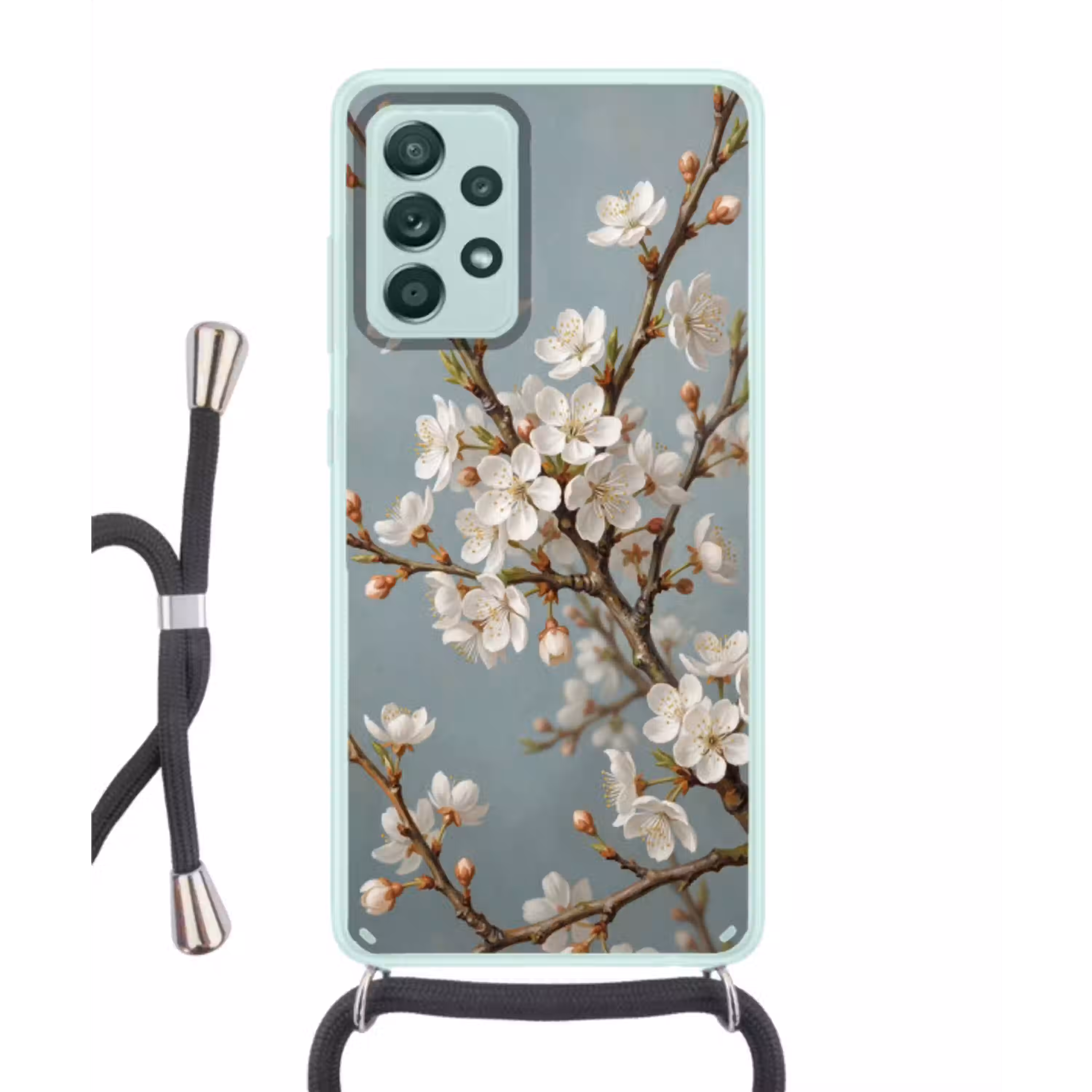 Botanisch - Stilleven - Blauw Hoesje Samsung Galaxy A52 met koord klein -3d