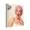 Vrouw - Douche - Roze aluminium wit klein -3d