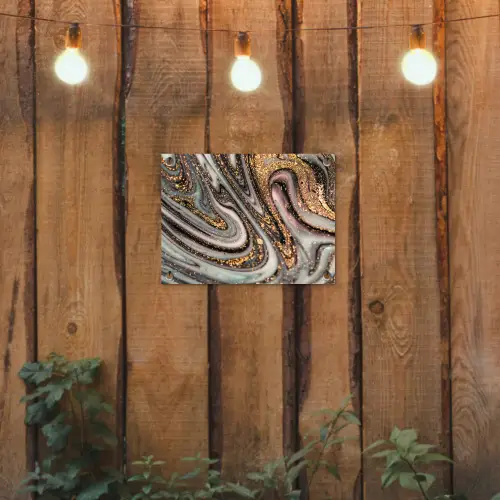 Marmerlook - Goud - Glitter - Luxe - Marmer - Wit tuinposter los doek klein -sfeer1