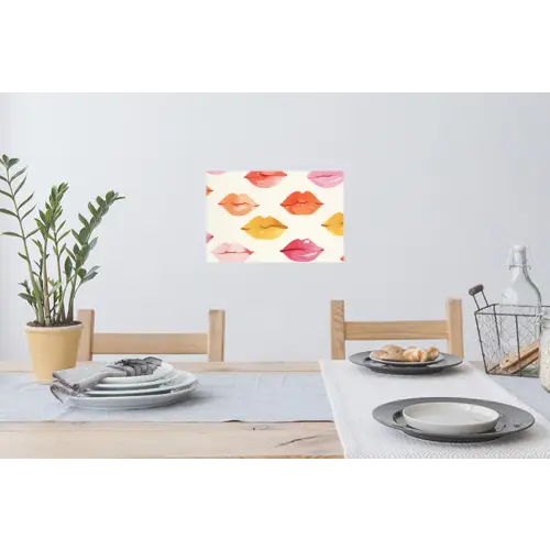 Lippen - Kleurrijk - Glanzend Muursticker klein -eettafel