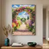 Doorkijk - Bloemen - Kleurrijk - Natuur Textielframe - compleet frame klein -sfeer1