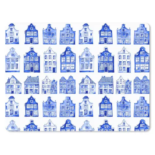 Patroon - Huizen - Blauw muismat rubber klein 262 -3d