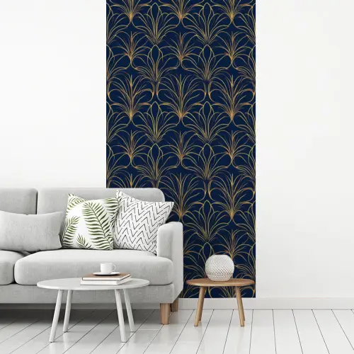Deco - Waaier - Blauw fotobehang vinyl groot 64 -woonkamer