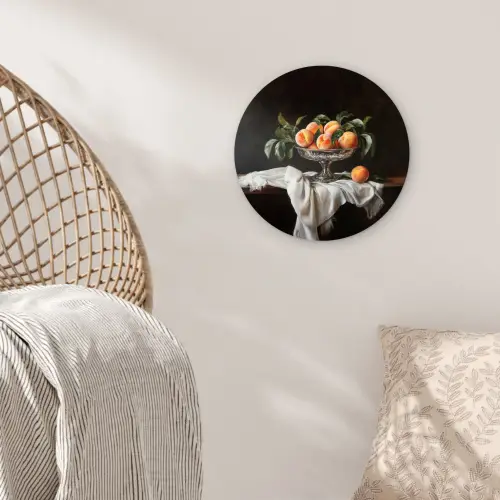 Stilleven - Perziken - Vintage Wandcirkel plexiglas klein -sfeer5