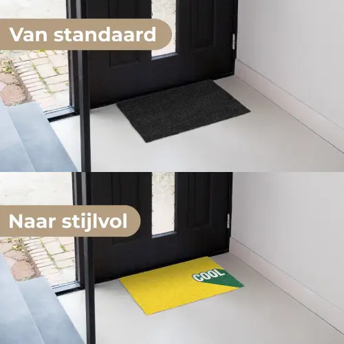 Cool - Geel - Groen Deurmat klein -voor-na_NL