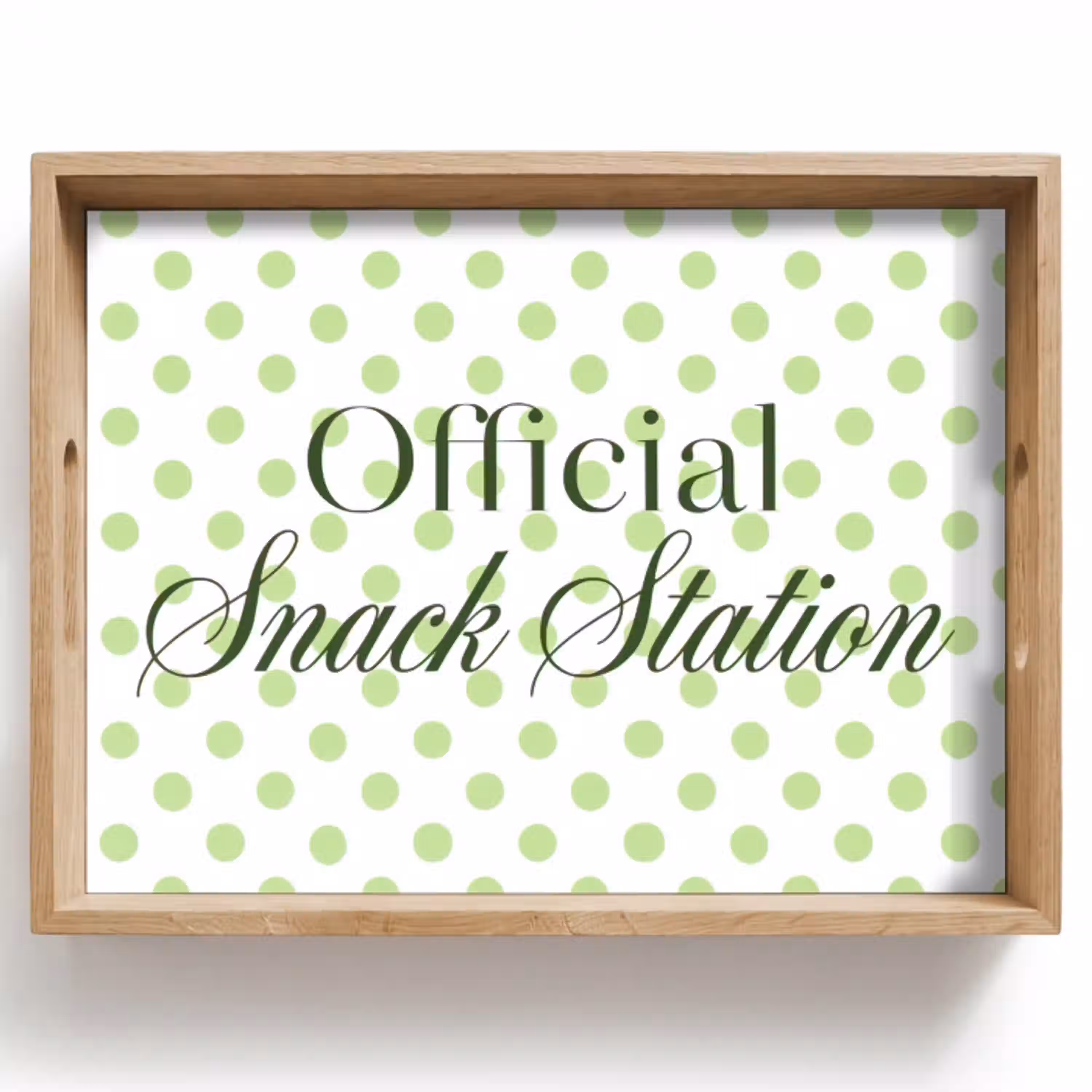Snack Station - Groen - Stippen Dienblad Rechthoek middel -z3d_shopping