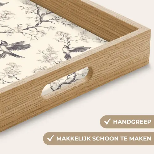 Takken - Vogels - Beige Dienblad Rechthoek middel 911 -USP_HandgreepNL