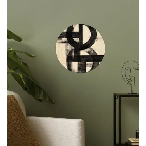 Cirkels - Balken - Zwart - Abstract Wandcirkel behangsticker klein -sfeer2