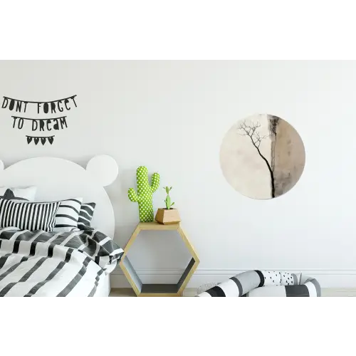 Wabi sabi - Plant - Beige Wandcirkel aluminium klein -kinderkamer