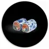 Sushi - Delfts blauw - Rijst - Vis - Elegant Wandcirkel kunststof plaat 5mm dik klein -3d