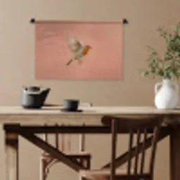 Roodborst - Natuur - Roze Wandkleed katoen klein -sfeer6