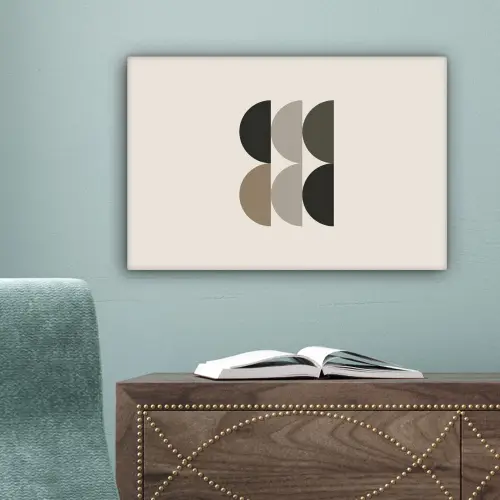 Halve cirkels - Aardetinten - Grafisch canvas 2cm klein -sfeer4