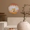 Abstract - Boom - Wit - Bladeren Wandcirkel kunststof plaat 5mm dik klein -sfeer1