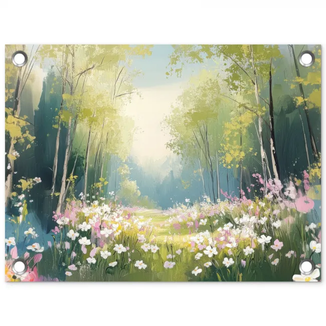 Bos - Schilderstijl - Kleurrijk tuinposter los doek klein -3d