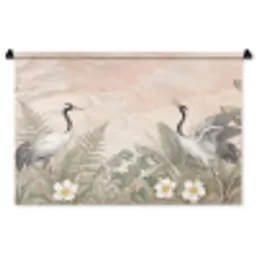 Kraanvogels - Natuur - Roze Wandkleed katoen middel -zz3d