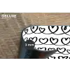 Wit - Harten -  Verweven - Zwart Placemat vinyl groot 368 -closeup