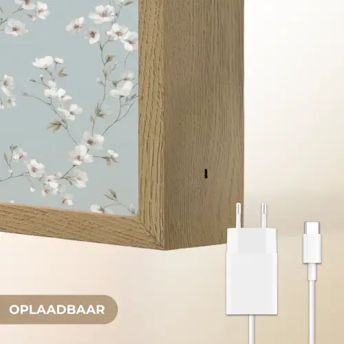 Klassiek - Bloemen - Blauw Light Box met batterij (Wandlamp) middel 907 -USP_websiteoplaadbaarNL
