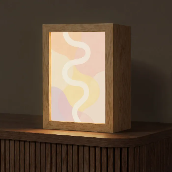 Golvende vormen - Abstract - pastel Light Box met kabel (Tafellamp) klein -z3d_website