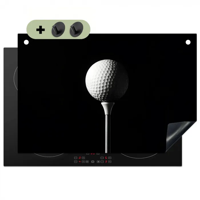 Golfbal - Minimalistisch - Wit Inductie beschemer met haakjes klein -3d