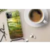 Zon - Bos - boom - Natuur - Herfst Hoesje iPhone 12 Pro met koord klein -oordop